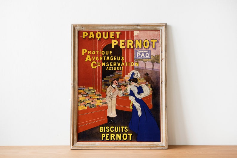 Paquet Pernot Biscuits Vintage French Poster 1900s Poster Victorian Art Vintage French Art Vintage Posters Belle Epoque zdjęcie 2