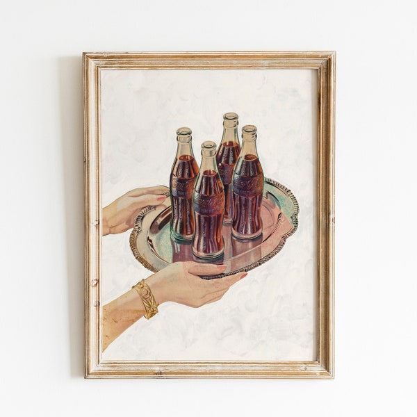 Vintage Coca-Cola poster | 1950s Coca-Cola advertisement | Bottles | Vintage kitchen decor | Living room wall art | Vintage office 6 sizes