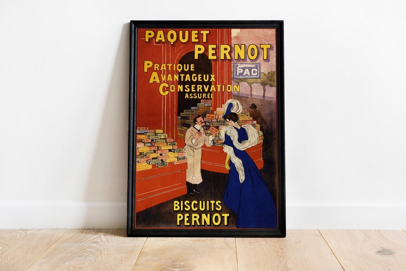 Paquet Pernot Biscuits Vintage French Poster 1900s Poster Victorian Art Vintage French Art Vintage Posters Belle Epoque zdjęcie 1