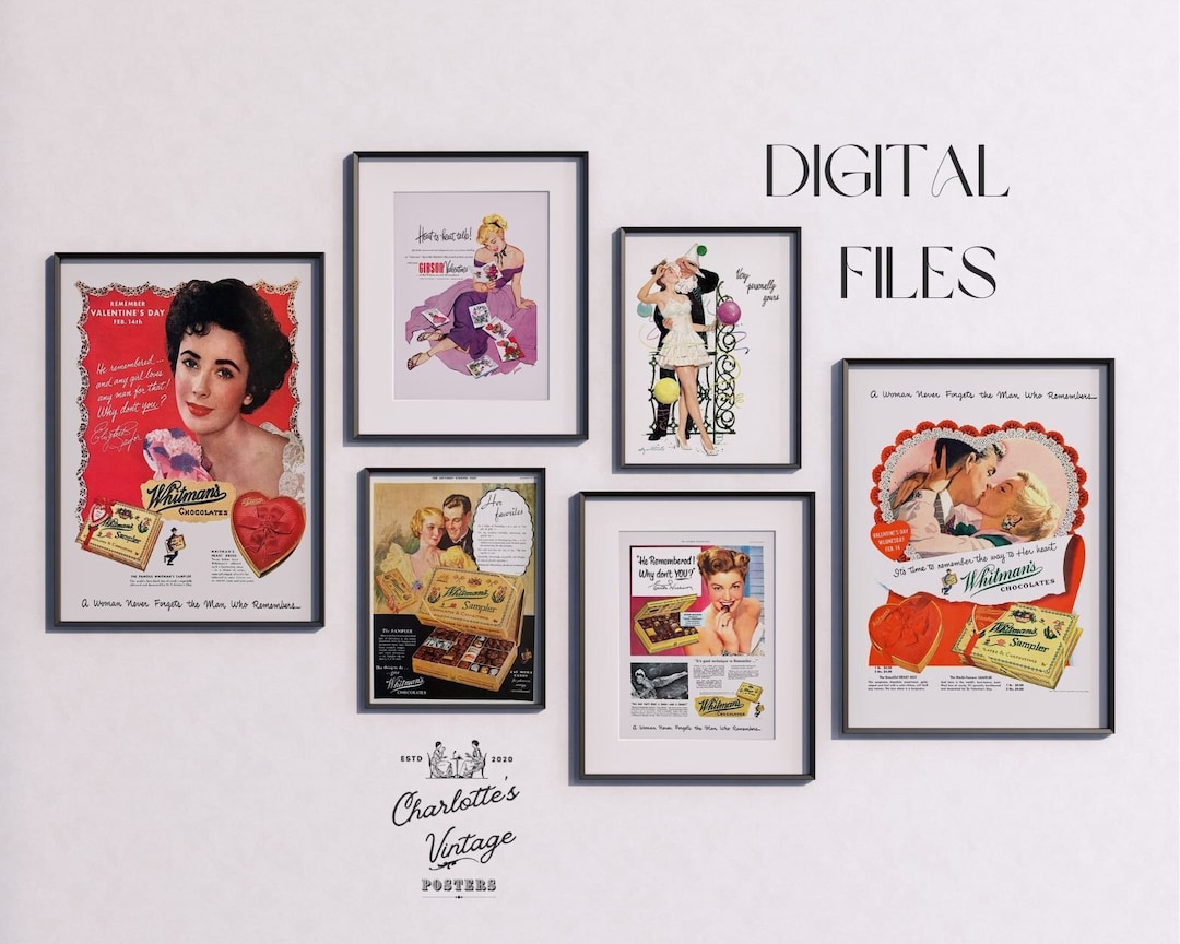 1950s Valentines Day prints Instant download Printable wall art DIY ...