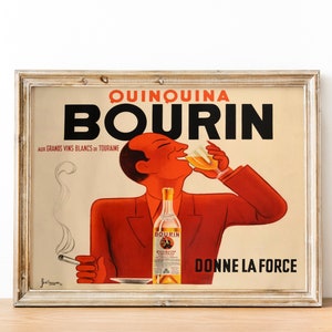 Quinquina Bourin poster Vintage Cocktail Posters French Liquor Poster 1930s French Art Vintage French Posters zdjęcie 1