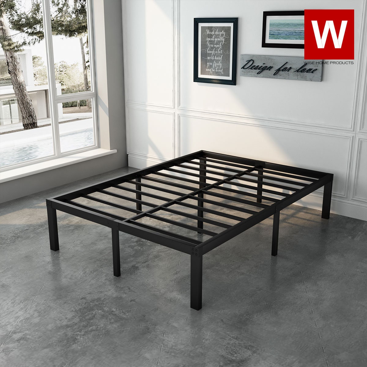 Full Modern Steel Platform Bed Frame With Storage Minimalist - Etsy Norway