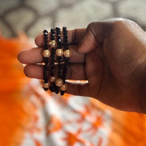 Traditional Beaded bracelets Peach and Noir