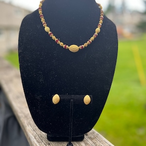 Traditional RED and Brass jewelry Set (Earrings and Necklace)