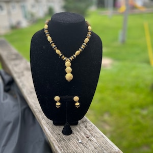 Traditional Black Brass jewelry Set (Earrings and Necklace)