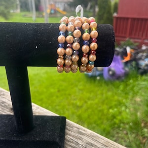 Traditional Beaded bracelets Rose Gold and Multicolor