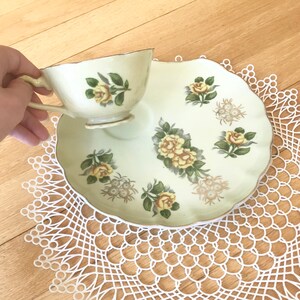Time For Tea Rare Vintage Yellow Roses Lefton China Luncheon Snack Plate and Teacup