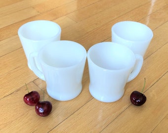 Vintage Fire King Ware Milk Glass Mugs Set of  Four