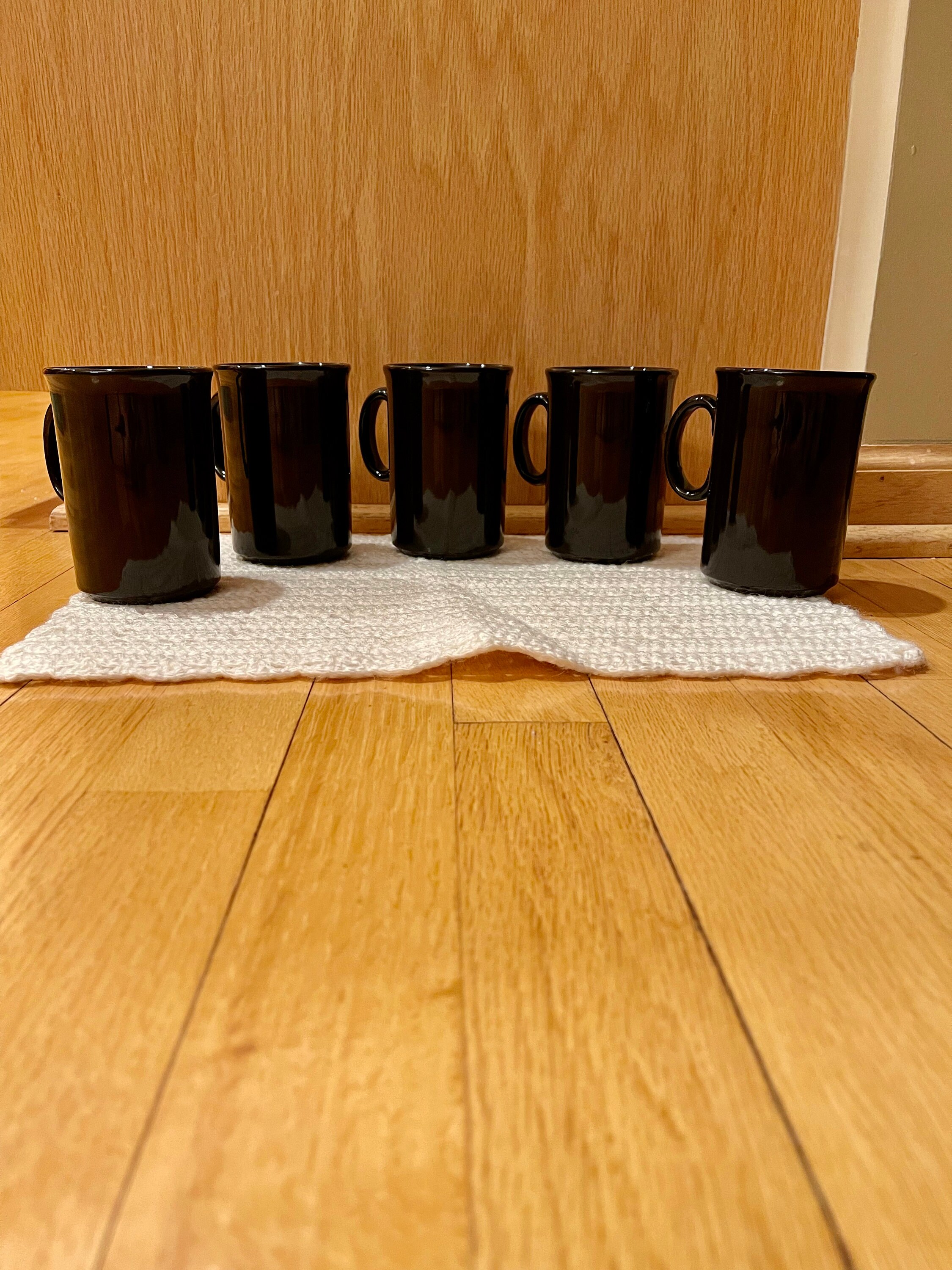 Vintage Set of 5 Tall Black Coffee Mugs Made in England Etsy