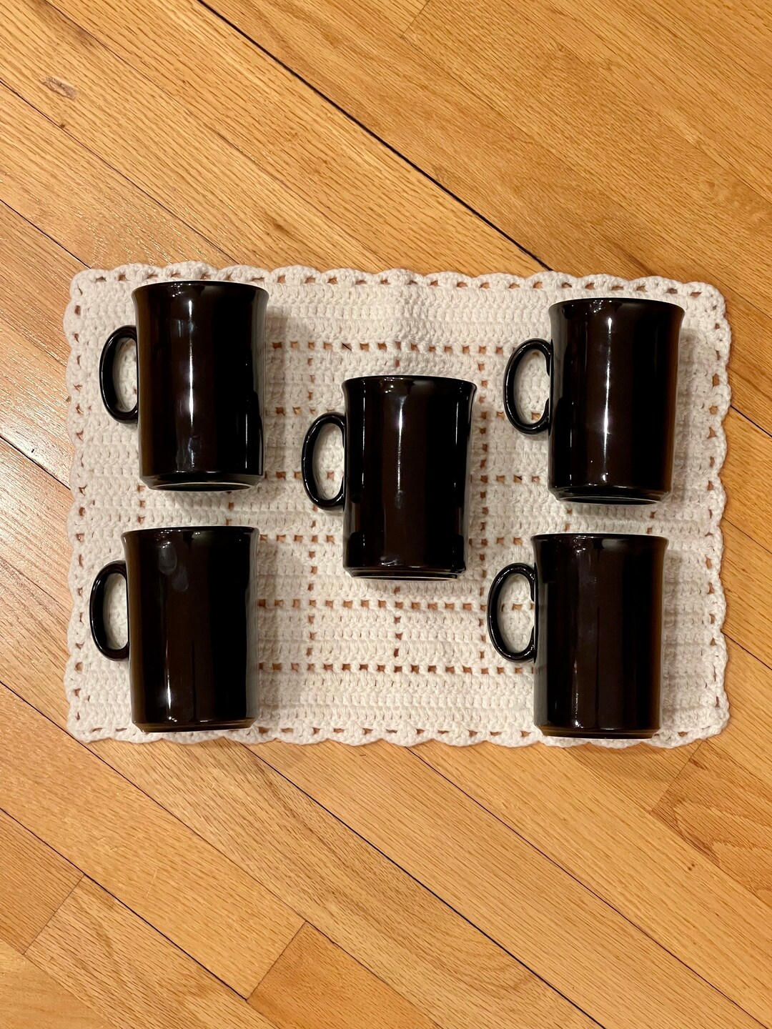 Vintage Set of 5 Tall Black Coffee Mugs Made in England Etsy