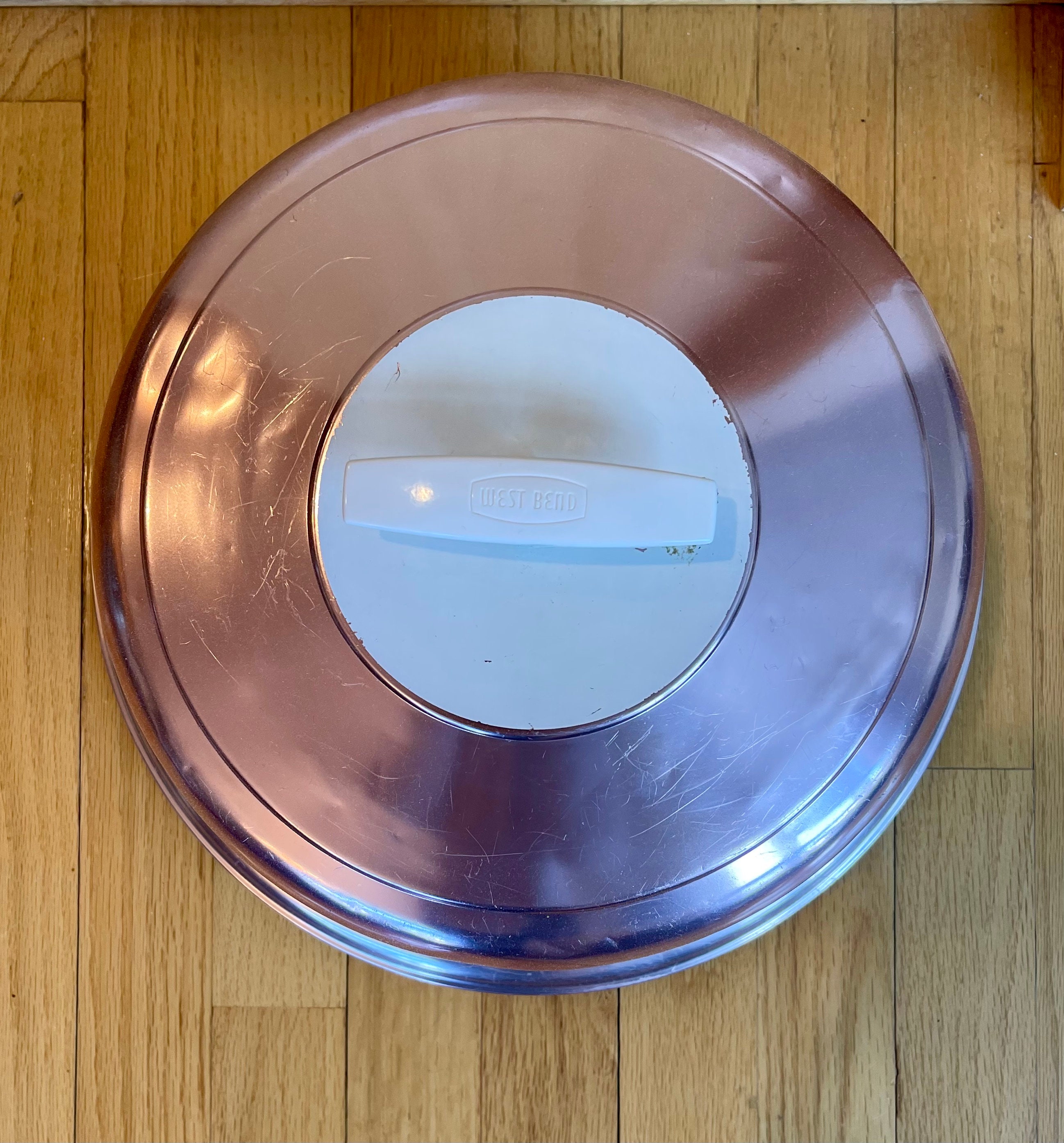 Vintage Round Rose Gold Cake Pan Covered Carrier With White Handle Etsy