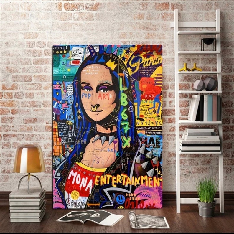 MONALISA Canvas Printing Street Art Graffiti Wall Art Home Etsy