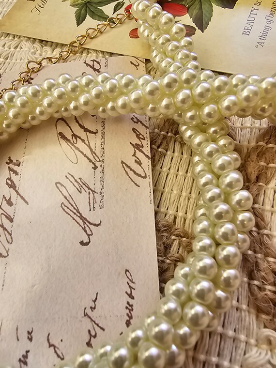Vintage imitation pearl four strand choker neckla… - image 8