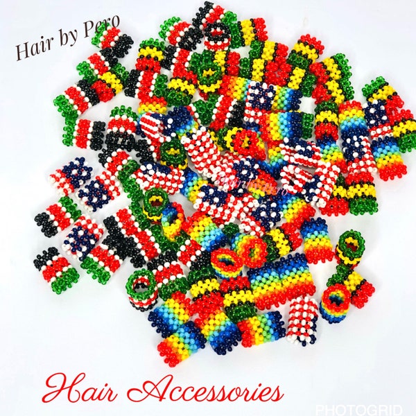 5pcs -Handmade Hair Accessories, for Dreadlocks, Single Braids, Crochet Braids, Cornrows and more.