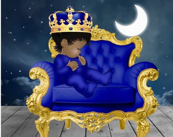 Royal Prince Sitting In Chair- Centerpieces -Cutouts - Baby Shower -Tabletop Decor -Centerpiece -Party Decor -Birthday Party-Black Art