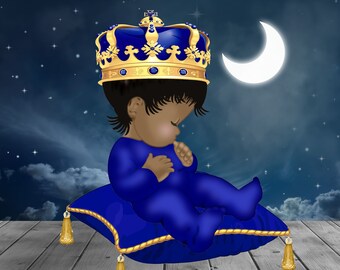 Royal Prince Sitting on Pillow- Centerpieces -Cutouts - Baby Shower -Tabletop Decor -Centerpiece -Party Decor -Birthday Party-Black Art
