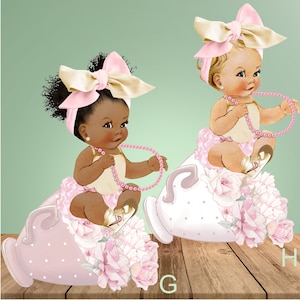 24 Inch Tea Cup Baby Centerpiece - Princess Baby Centerpiece Cutout - Centerpieces - Table Decor - Party Supplies - Styrofoam Cutouts