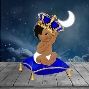 Royal King Baby Sitting on Pillow- Centerpieces - Cutouts - Baby Shower - Tabletop Decor -Centerpiece -Party Decor -Birthday Party-Black Art