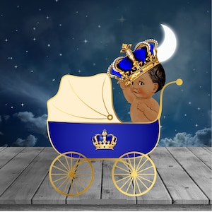 Royal Prince Toddler in Baby Carriage Stroller - Centerpiece - Cutout - Baby Shower - Tabletop Decor - Party Decor -Birthday Party-Black Art