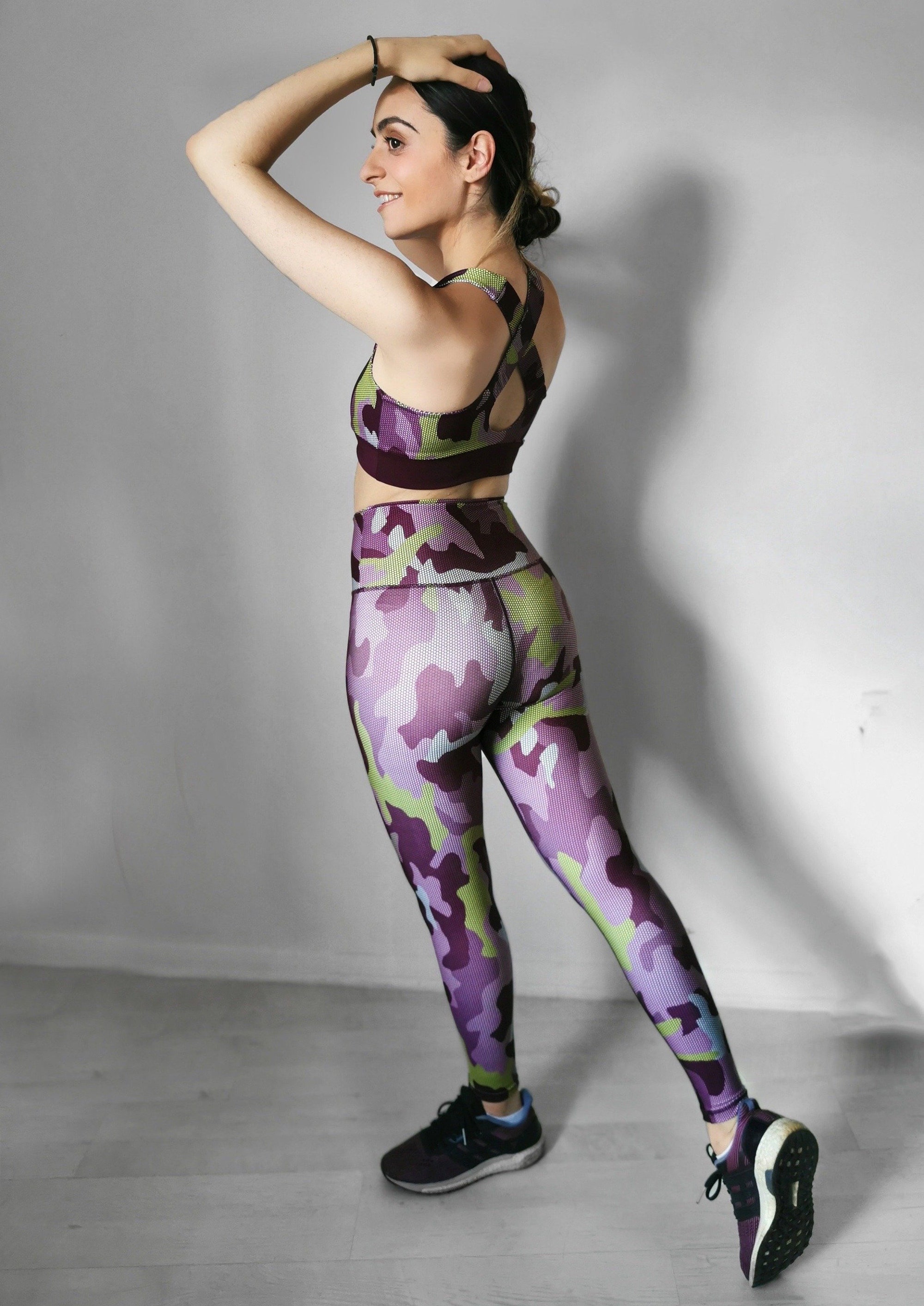 Camouflage Print Purple Sporty Squatproof Leggings