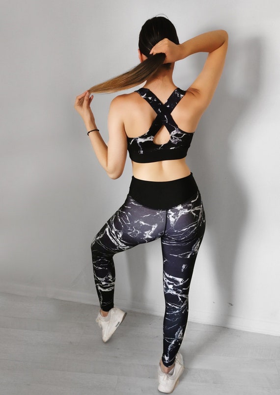 Leggings de yoga marbrés pour femmes, collants de sport, de course