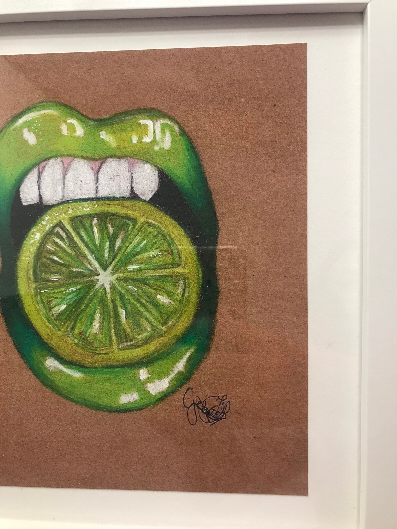 Lime Lips Drawing Print | Etsy