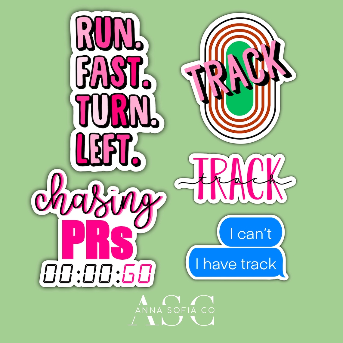 Track Meet Sticker Pink Track Sticker Pack - Etsy
