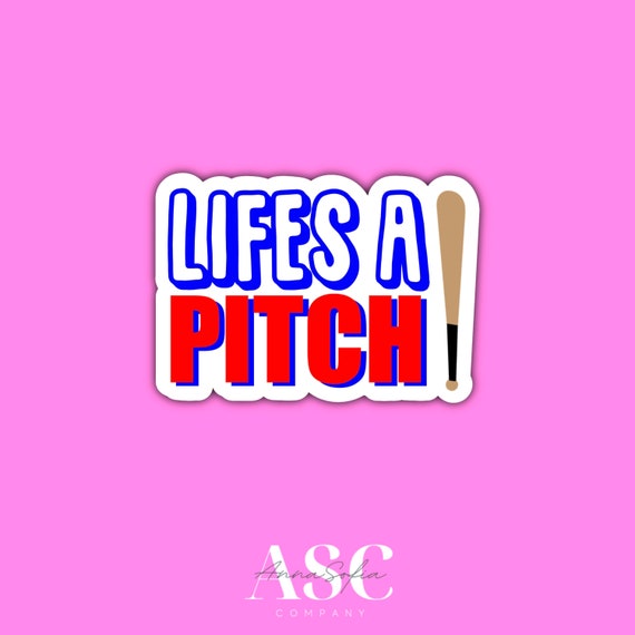 Red White and Blue Lifes a Pitch Softball Sticker, Waterproof