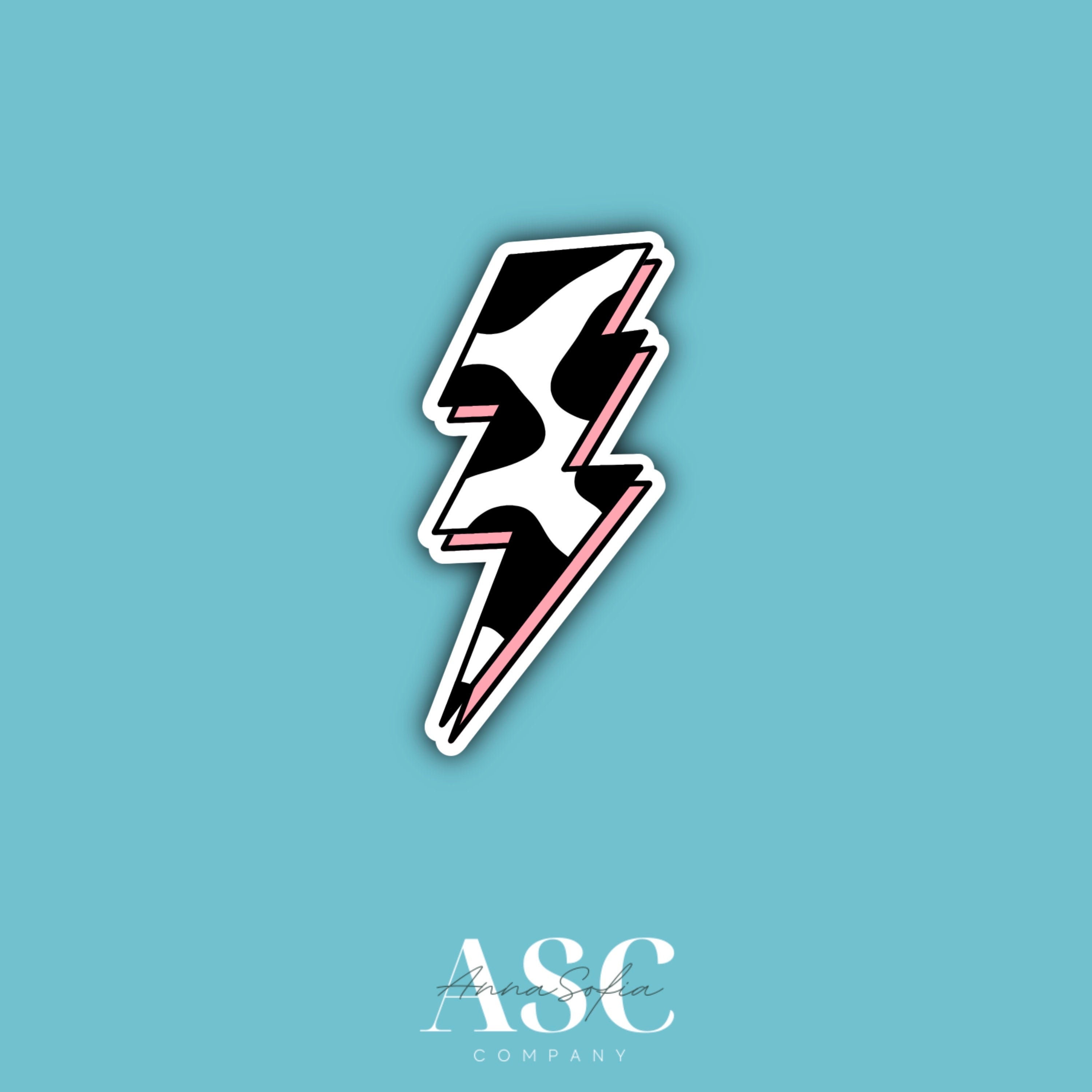 cow print lightning bolt sticker aesthetic waterproof etsy
