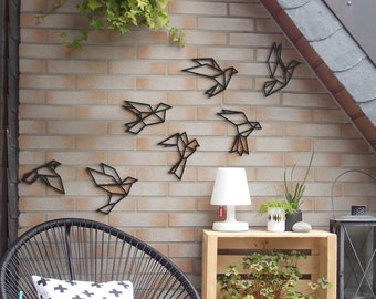 Metal Bird Wall Art: Geometric Flying Birds, Patio Decor (7 PCS)