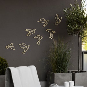 Metal Bird Wall Art: Gold Geometric Birds, Garden Decor
