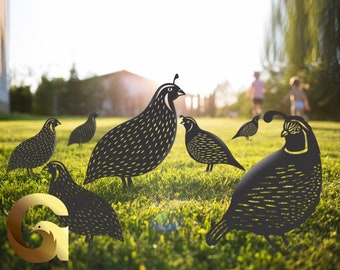 Metal Quail Yard Art: Farmhouse Outdoor Decor