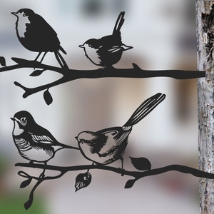 Metal Bird Garden Art Set Outdoor Decor Birds on Tree Art Garden Decor Housewarming Gift Natural Decor Metal Wall Art Garden Sign