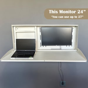 Foldable Wall Mounted Desk with Monitor Mount | Metal Murphy Desk | VESA Compatible Laptop Workstation | Space Saving Home Office Desk image 4