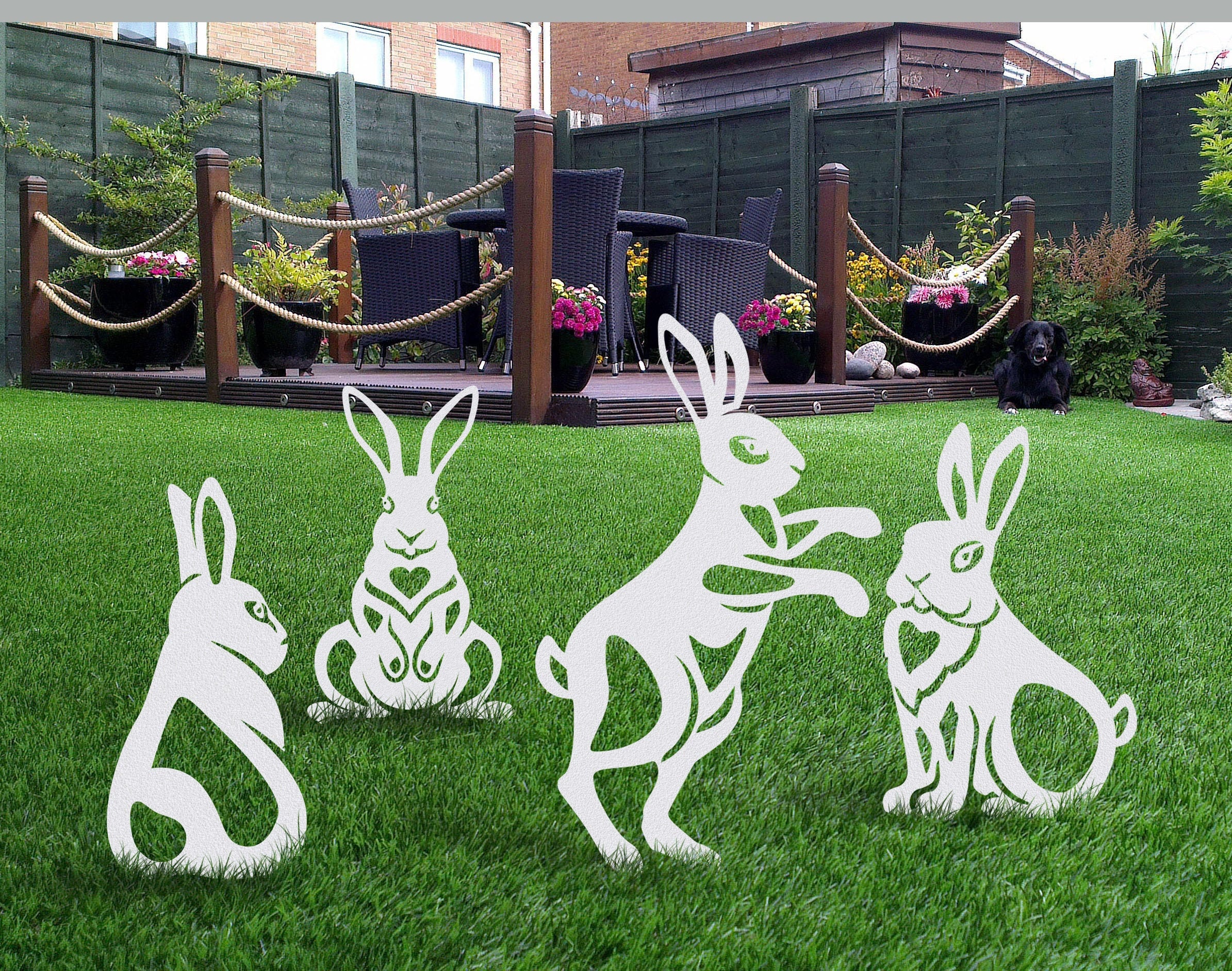 Rabbit Yard Art Rabit Decor Metal Rabbit Art Farmhouse Etsy