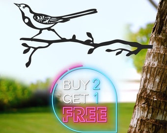 Bergeronnette oiseaux métal mur art jardin décor oiseaux sur arbre art jardin signe pendaison de crémaillère cadeaux métal arbre art extérieur décor jardin art