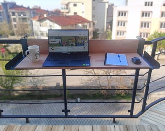 Foldable Birch Wood Balcony Bar Table: Space-Saving Outdoor Desk