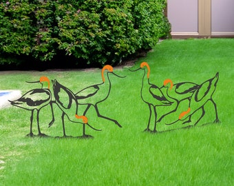 Avocet Black Metal Art: Playful Garden & Patio Decor