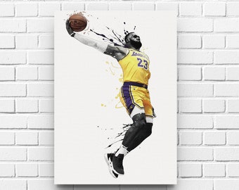 LeBron James Slam Dunk Poster Los Angeles Lakers Basketball Hand Made –  CanvasBlackArt