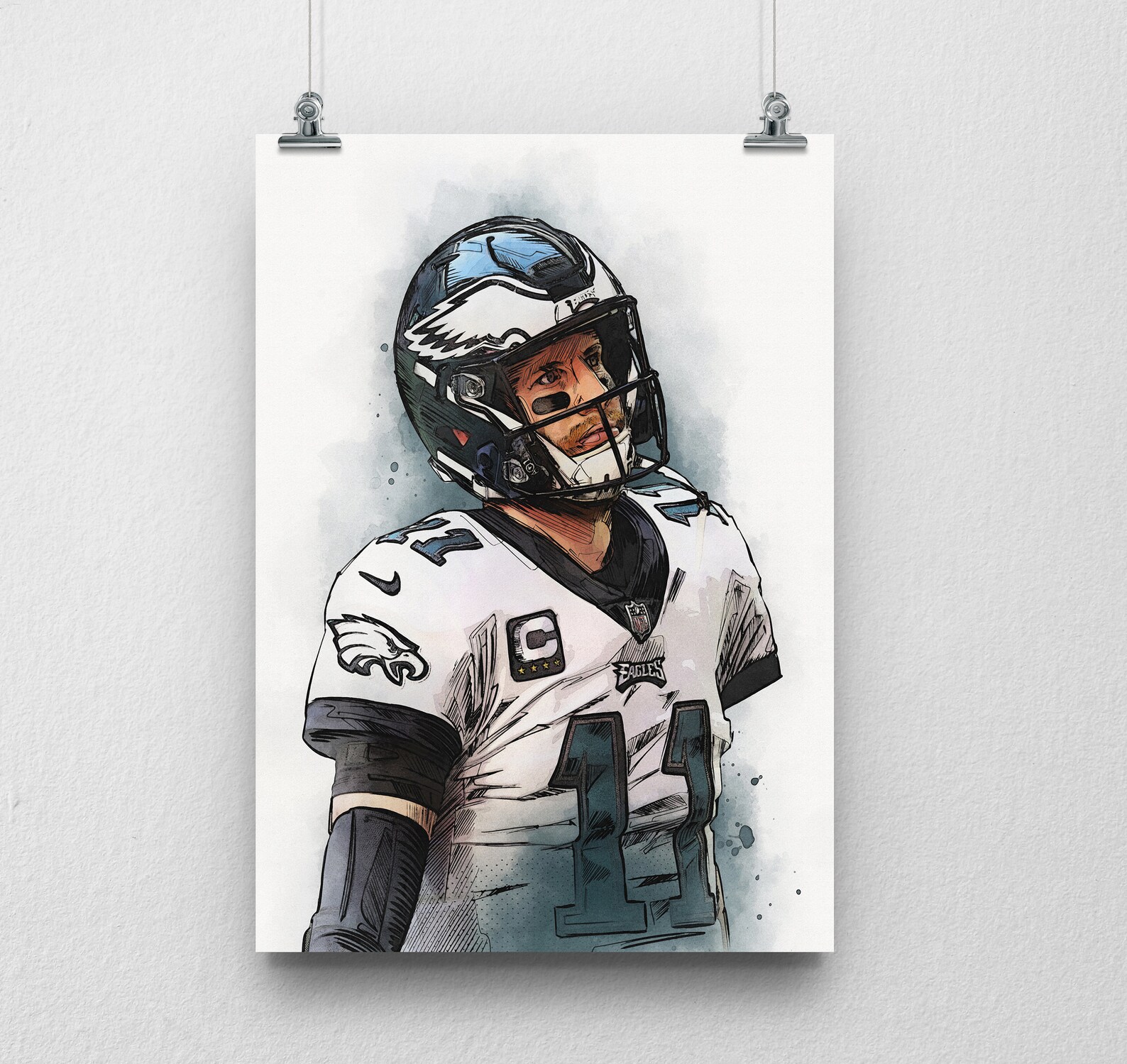 Carson Wentz Poster Wall art Sports Poster Fan art Wall - Etsy France