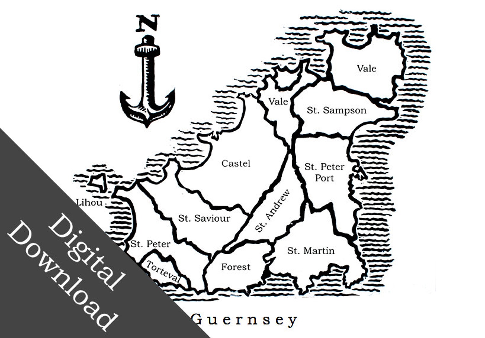 A4 Guernsey Map Digital Download Etsy UK