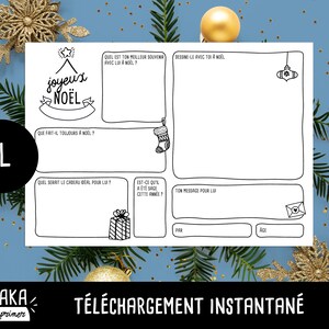 Il, Weihnachtskarte, druckbare Datei auf Französisch mit Fragen zum Ausfüllen für Ihr Kind (sofortiger Download)