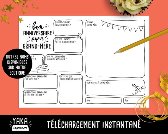Grand Mere Carte D Anniversaire Fichier A Imprimer En Etsy