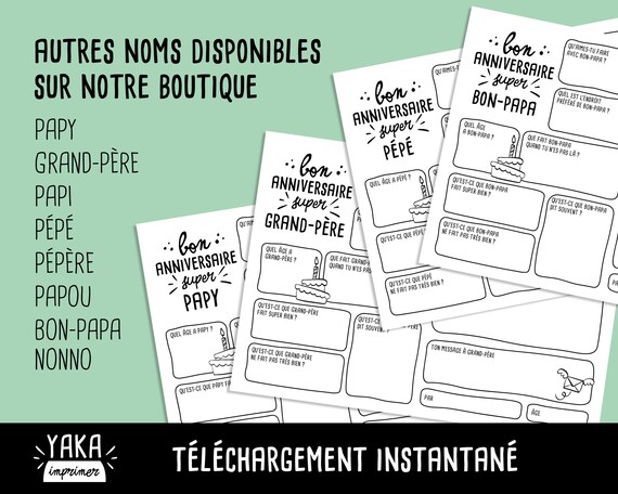 Grand Pere Carte D Anniversaire Fichier A Imprimer En Etsy