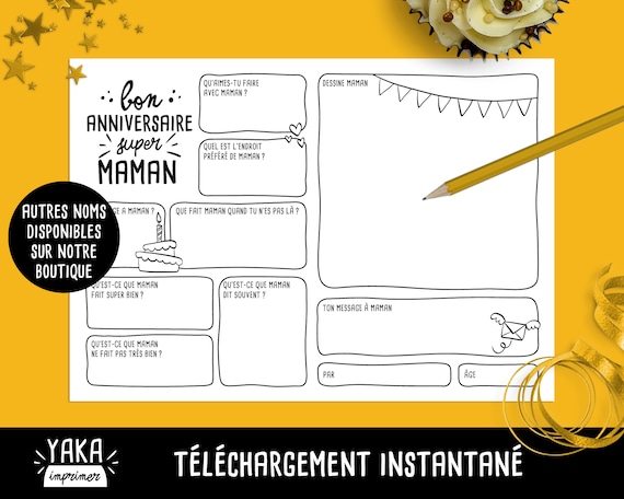 Maman Carte D Anniversaire Fichier A Imprimer En Etsy