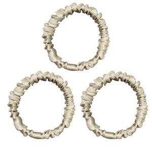 MILLIES™ (Set of 3) - 100% Mulberry Silk Scrunchies Premium Grade 6A Silk 22 Momme Silk Hair Ties - Champagne