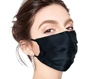 100% Mulberry Silk Face Mask - Black