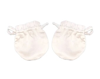 Millies™ BABY Soie Anti-rayures 100 % soie de mûrier Adorables Gants AJUSTABLES Moufles Nouveau-né Nourrisson Luxe Hypoallergénique - [Blanc ivoire]