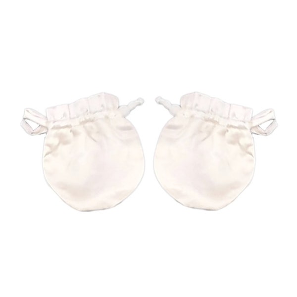 Millies™ BABY Soie Anti-rayures 100 % soie de mûrier Adorables Gants AJUSTABLES Moufles Nouveau-né Nourrisson Luxe Hypoallergénique - [Blanc ivoire]