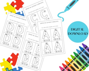 26 PAGES-Uppercase alphabet formation- Toddler activity book - holidays, party activities-DIGITAL DOWNLOAD -A4,A5, half and letter size